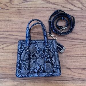 Snakeskin Mini Top Handle Bag – Structured Satchel, Crossbody Strap